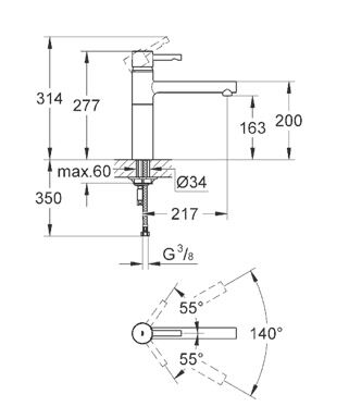 Смеситель для кухни, хром Grohe Essence 32105000