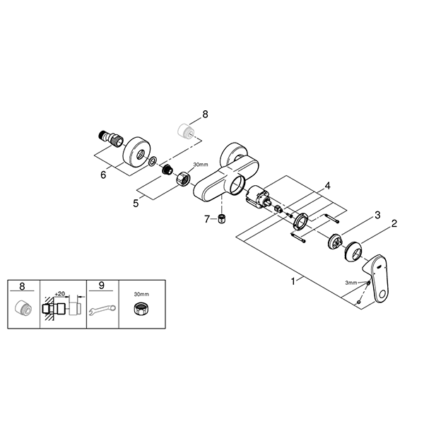 Смеситель для душа, однорычажный, хром Grohe Europlus 33577002