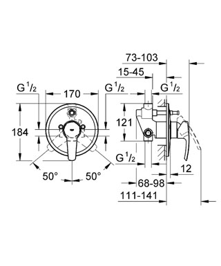Смеситель для ванны, внешняя часть, встраиваемый, хром Grohe Eurostyle Cosmopolitan 33637001