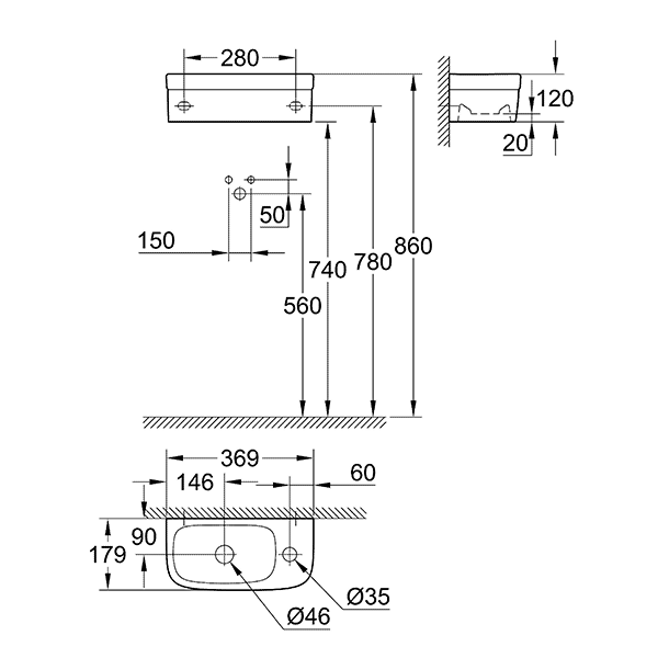 Раковина компактная 37, альпин-белый Grohe Euro Ceramic 39327000