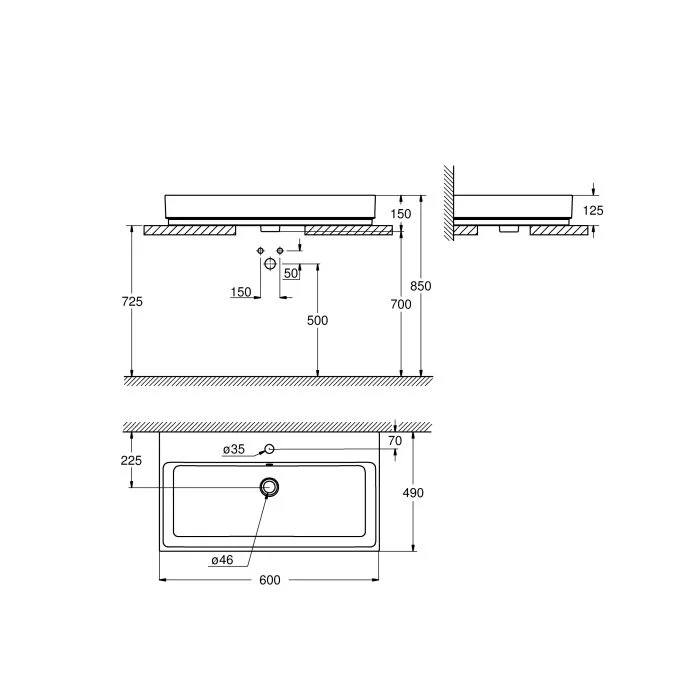 Раковина накладная 60, с переливом, альпин-белый Grohe Cube Ceramic 3947700H