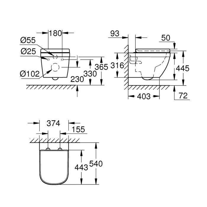 Унитаз подвесной с сиденьем, альпин-белый Grohe Euro Ceramic 39703000