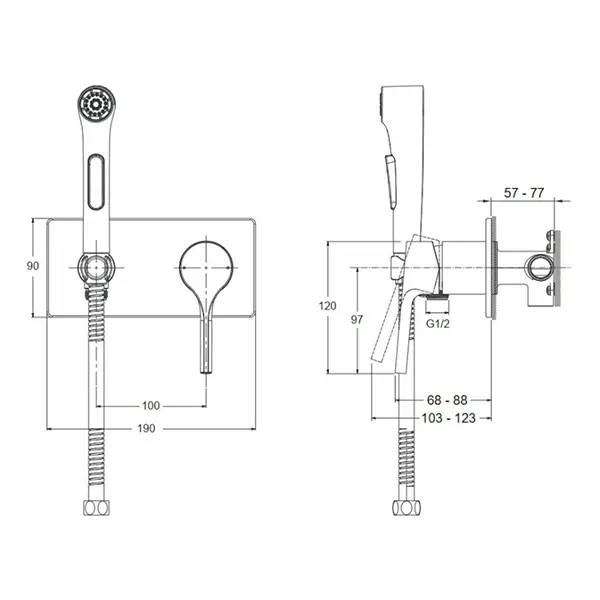 Гигиенический душ со смисителем,на 2 отверстия,хром Jacob Delafon Elate E25838-CP