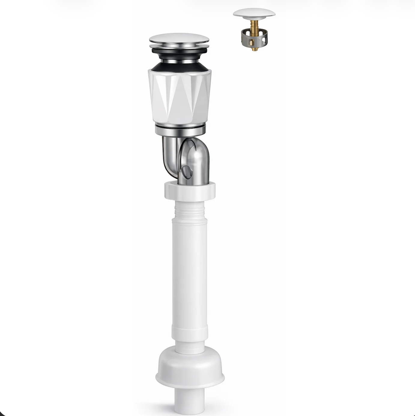 Сифон для раковины с сухим затвором и донным клапаном, хром Baoleelai BLL-N1130A