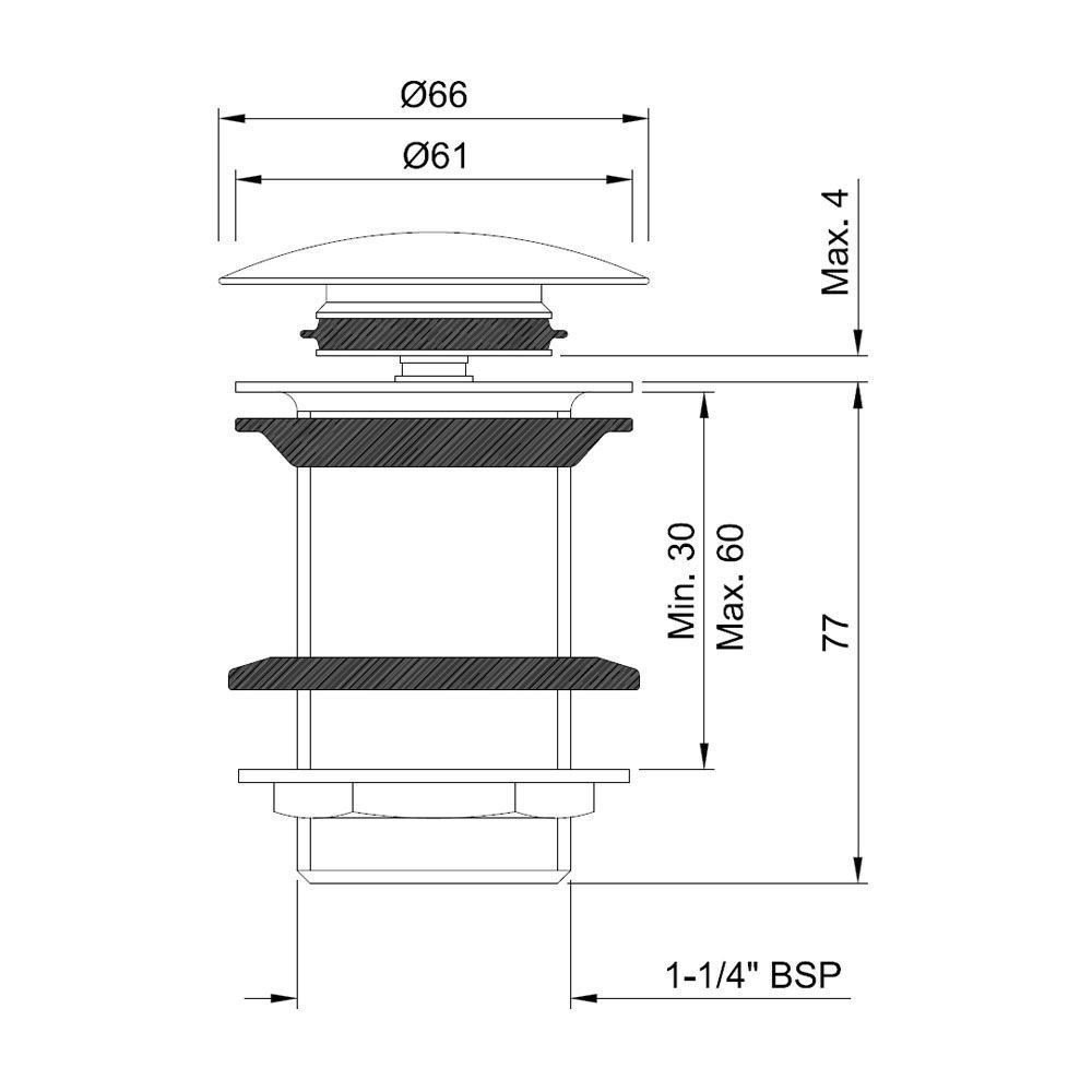 Донный клапан для раковины без перелива Jaquar ALD-SSF-727