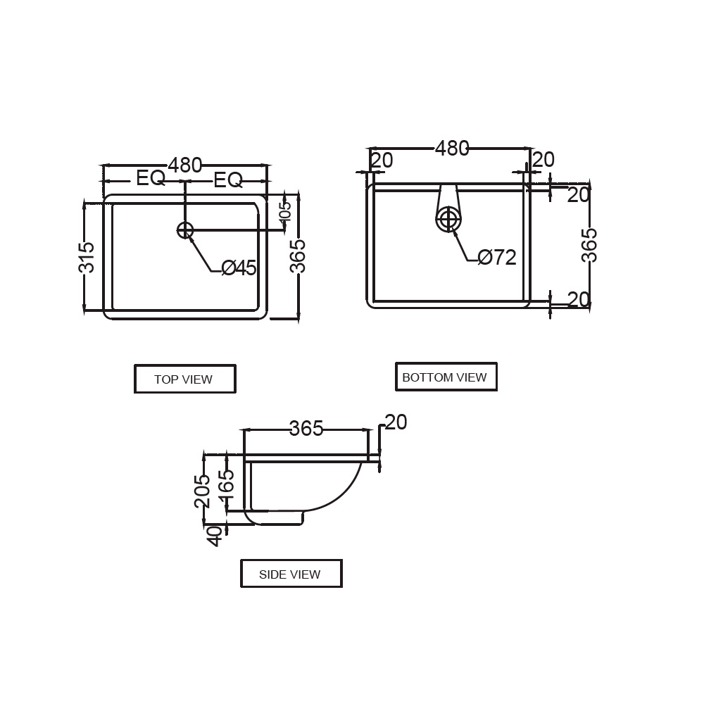 Раковина под столешн. Jaquar Continental CNS-WHT-701, 485х370