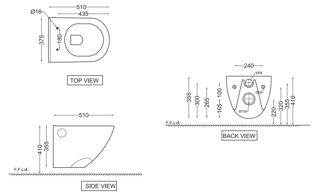 Унитаз подвесной Jaquar Continental CNS-WHT-963UFSM, сиденье из дюропласта