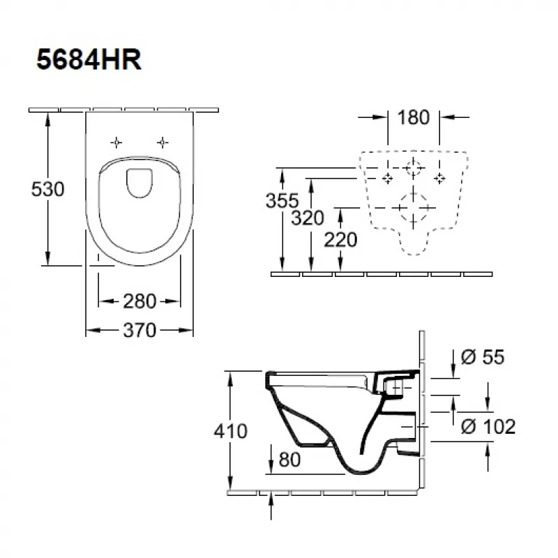 Унитаз подвесной Villeroy & Boch 5684HR01 ARCHITECTURA NEW с отверстием+ сиденье lift