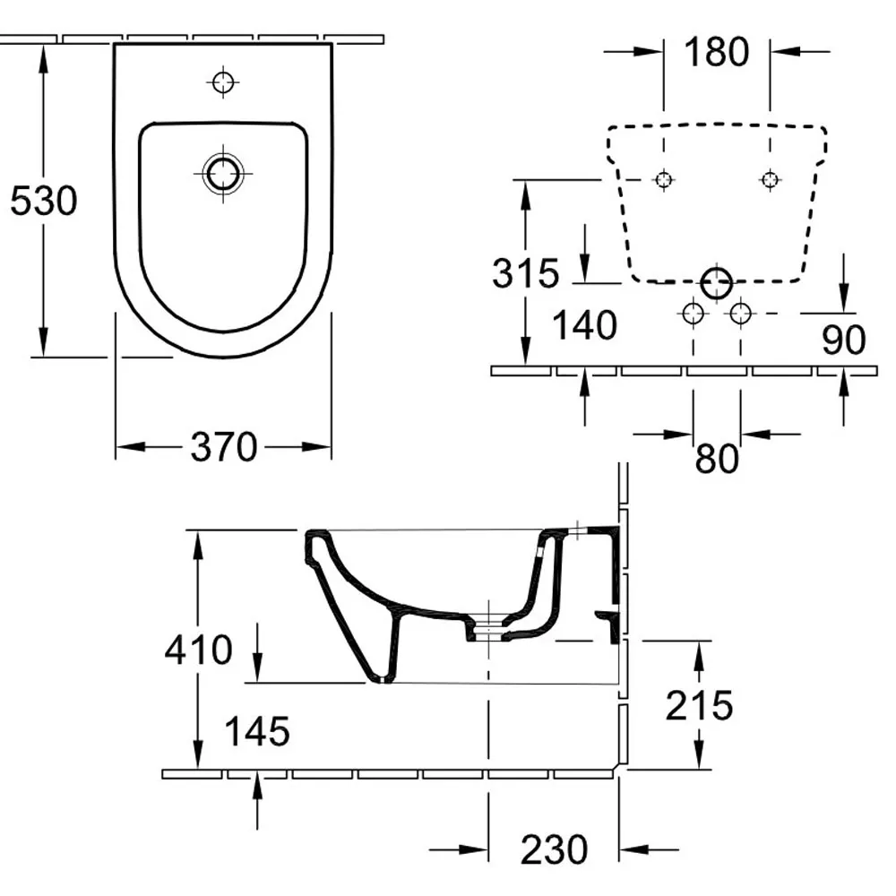 Биде подвесное Villeroy & Boch 54840001 Architectura 370x530 мм, белый
