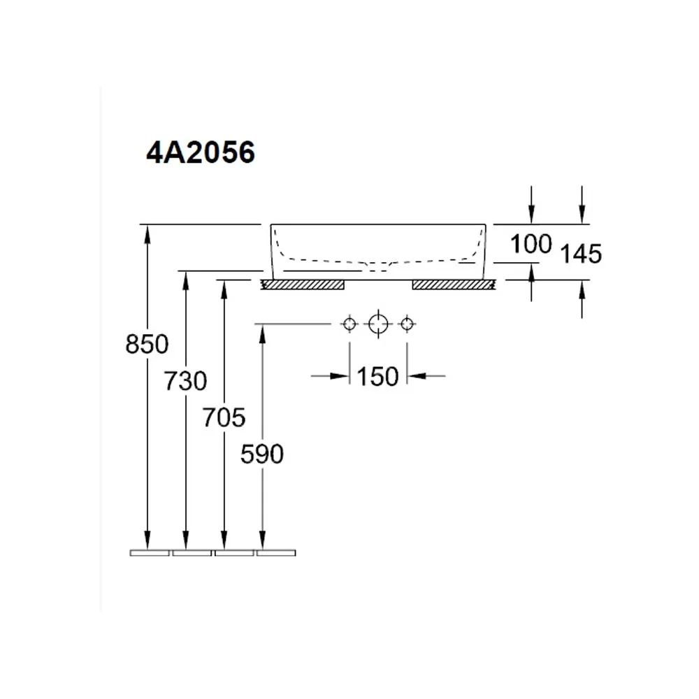 Раковина чаша прямоугольная Villeroy & Boch 4A205601 Collaro 560х360, белая
