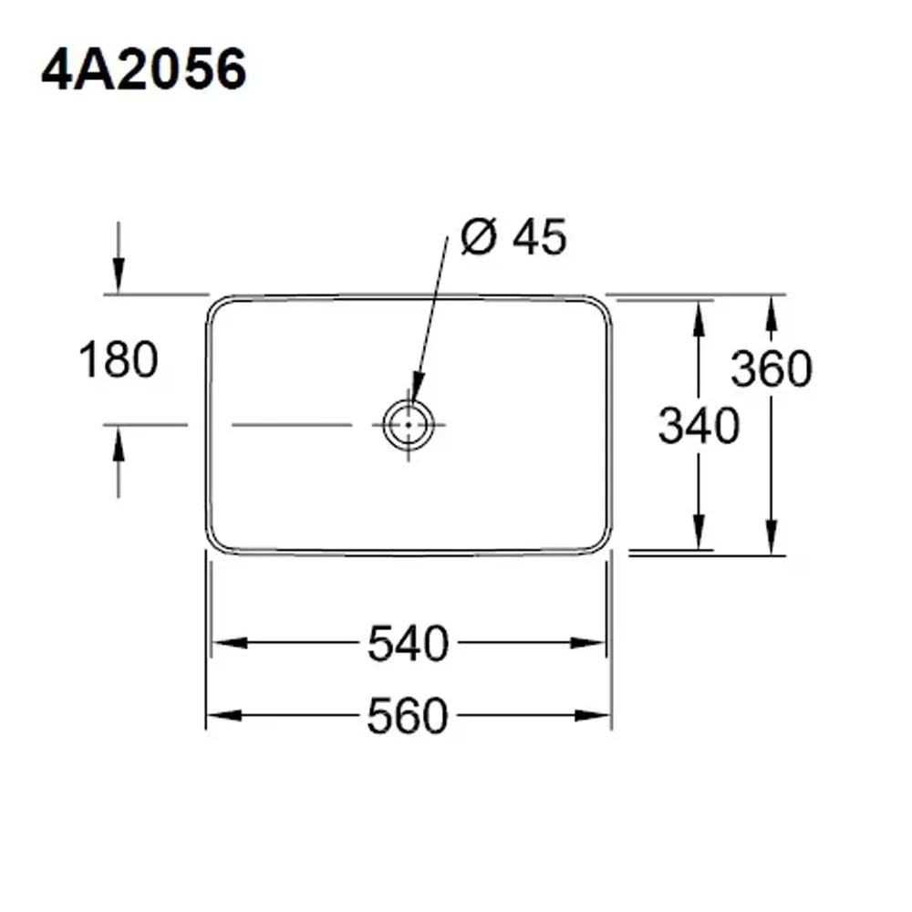 Раковина чаша прямоугольная Villeroy & Boch 4A205601 Collaro 560х360, белая