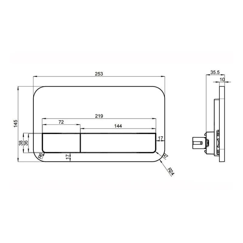 Кнопка для инсталляции Villeroy & Boch 92249068 ViConnect E200, 253x145 мм, белая