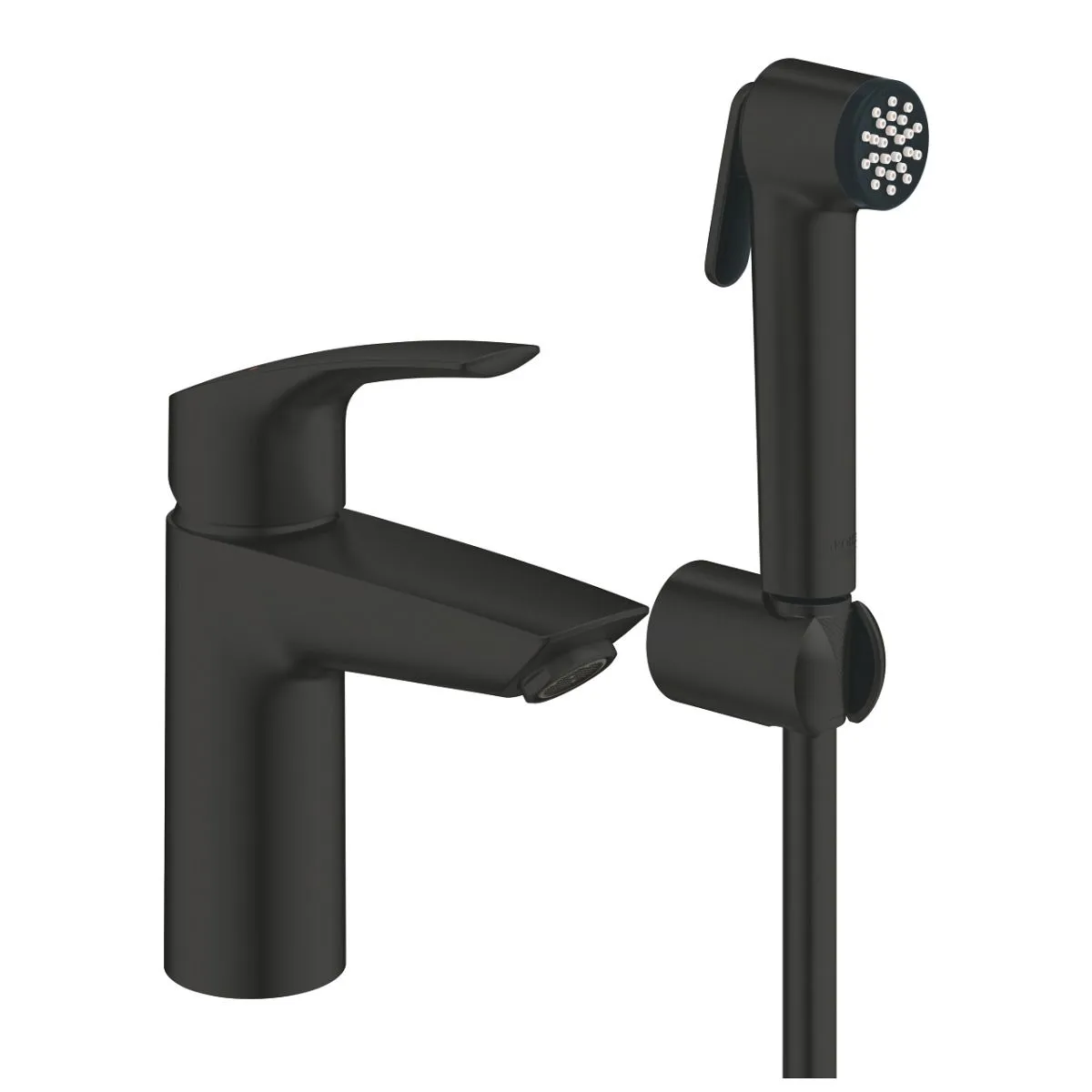 Смеситель для раковины с гигиеническим душем, размер S, черный Grohe Eurosmart 231242433