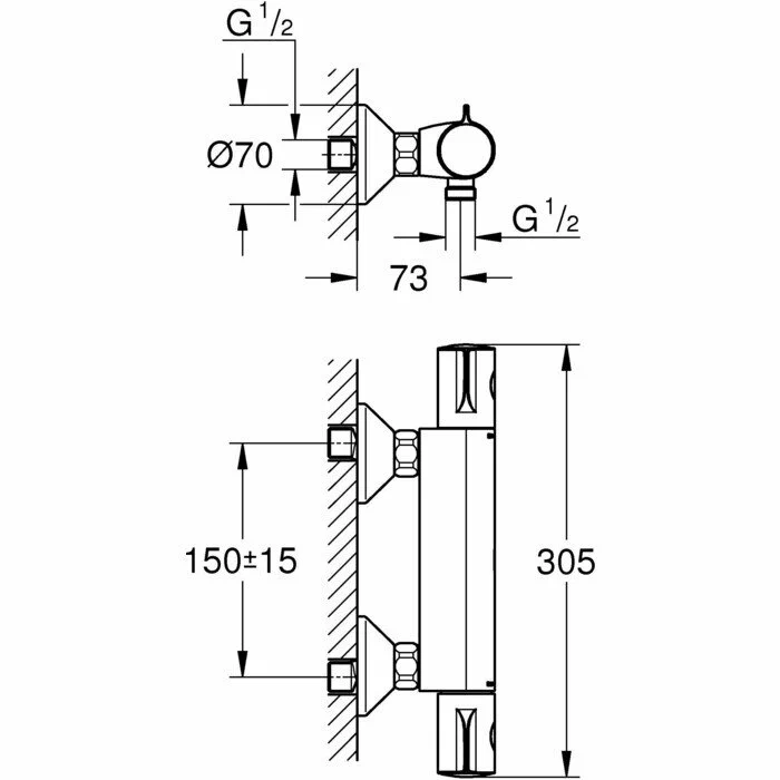 Термостат для душа, наружный, хром Grohe Grohtherm 800 34558000