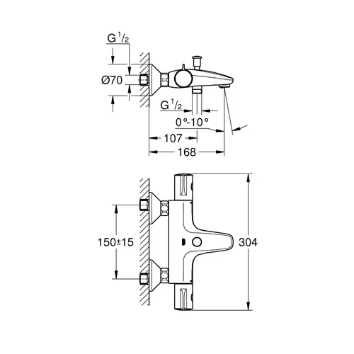 Термостат для ванны, наружный, хром Grohe Grohtherm 800 34576000