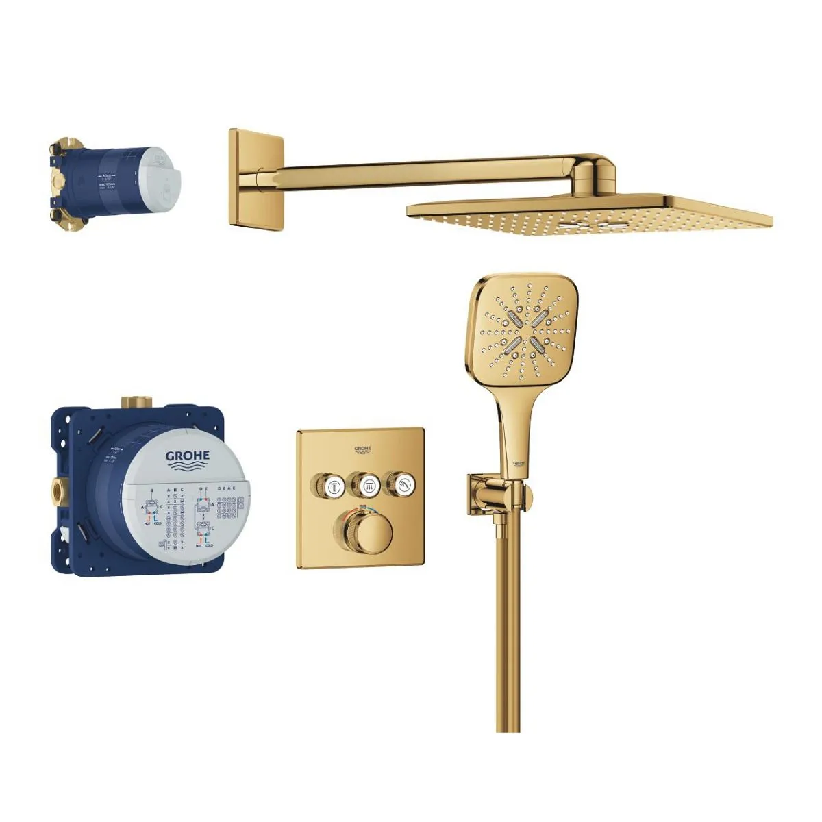 Душевая система встраиваемая, холодный рассвет глянцевый Grohe Rainshower 310 Cube 34864GL0