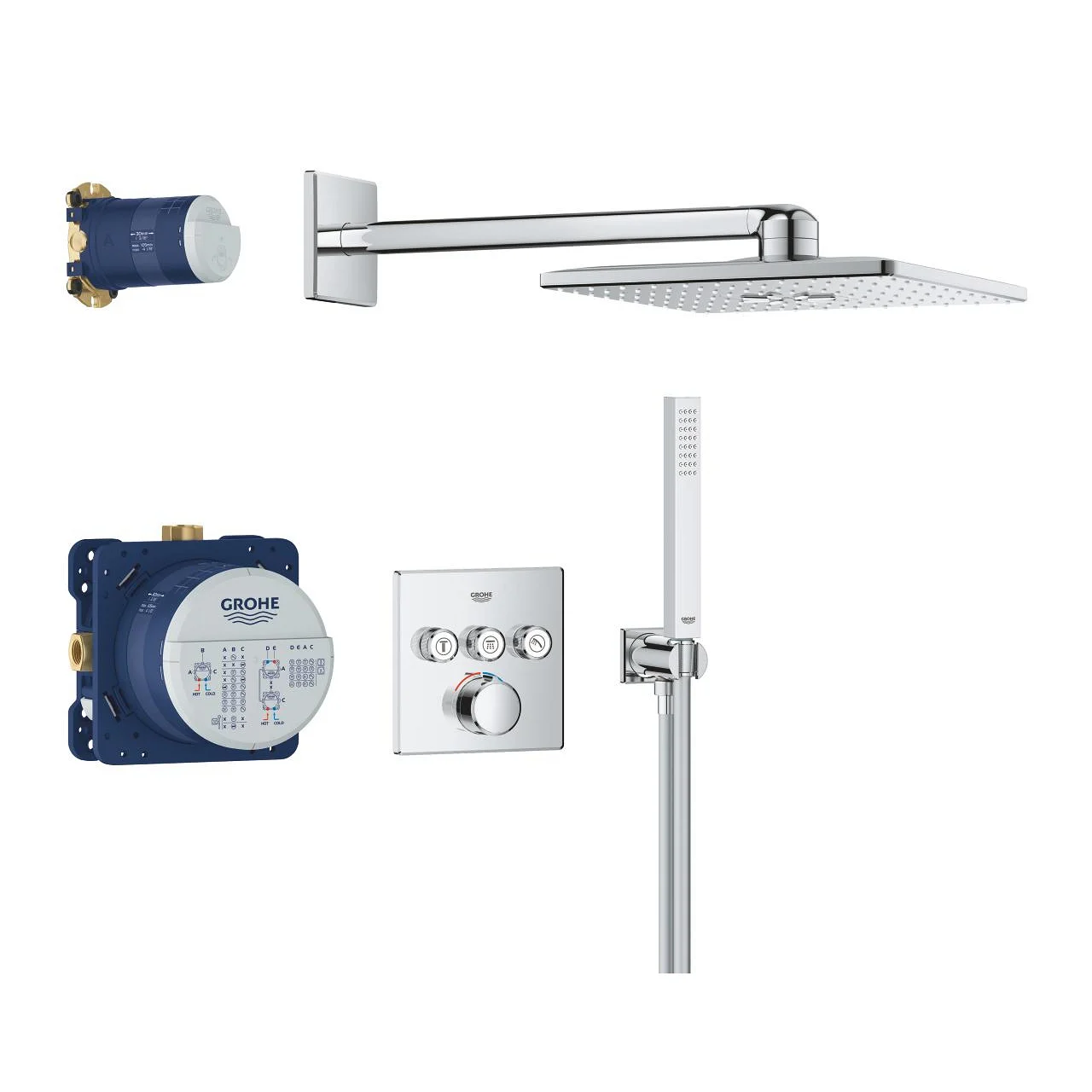 Душевая система встраиваемая, хром Grohe Rainshower SmartActive 310 Grohtherm SmartControl 34873000