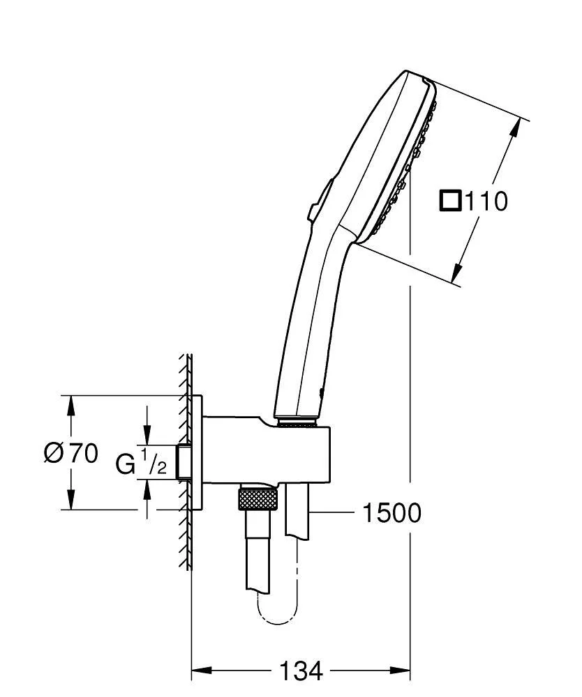 Ручной душ с держателем и шлангом, черный Grohe Tempesta Cube 110 269102433