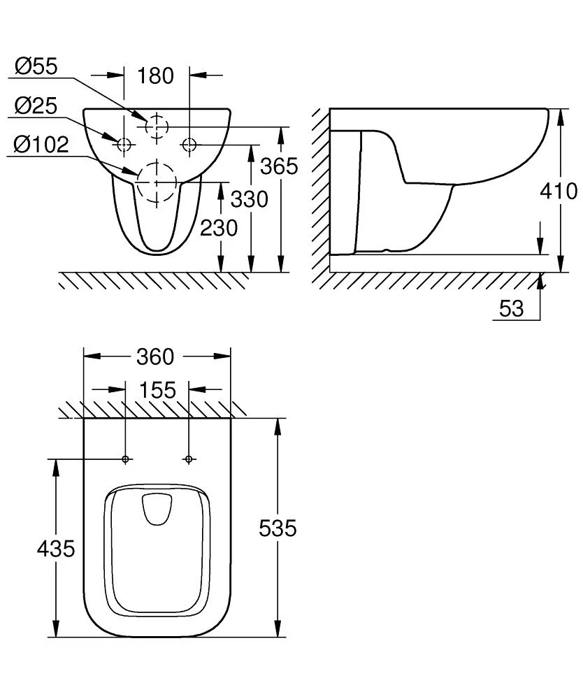 Унитаз подвесной, безободковый, альпин-белый Grohe BauEdge Ceramic 39809000
