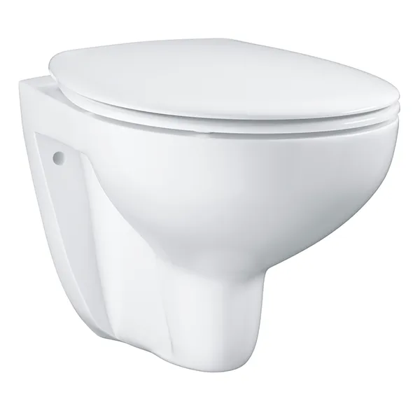 Унитаз подвесной, безободковый, с сиденьем, с крепежами, белый Grohe Bau Ceramic 39351000