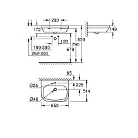 Раковина подвесная 65, альпин-белый Grohe Euro Ceramic 3932300