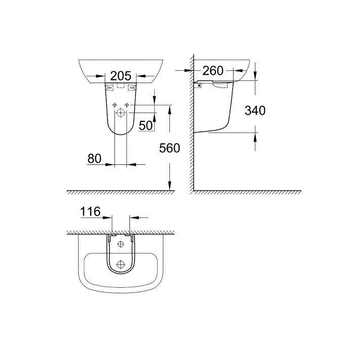 Раковина подвесная 55, с переливом, альпин-белый Grohe Bau Ceramic 39440000