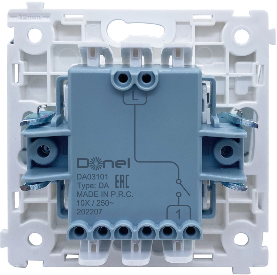 Donel R98 DA03101 механизм выключателя В1 (простого) с подсветкой, 10 A 250 В~, серия DA