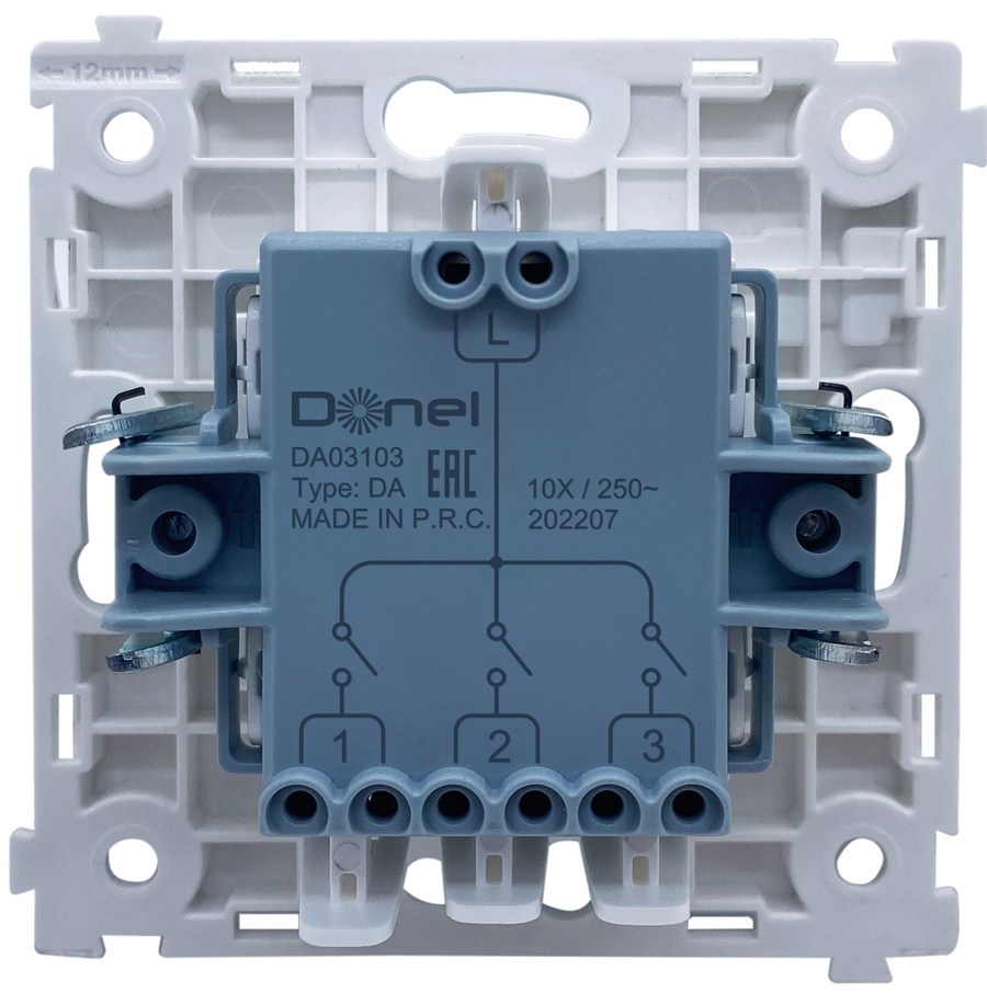 Donel R98 DA03103 механизм выключателя В3 (простого) с подсветкой, 10 A 250 В~, серия DA