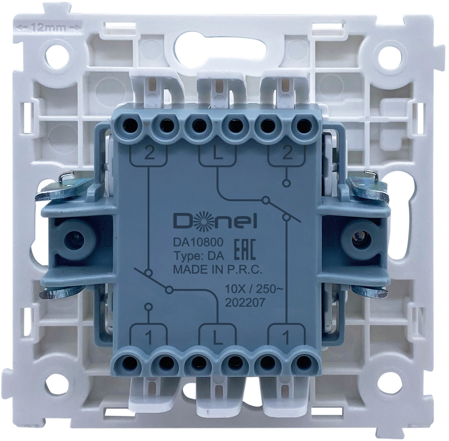 Donel R98 DA10800  механизм выключателя В2 с 2-х мест (проходного), 10 A 250 В~, серия DA