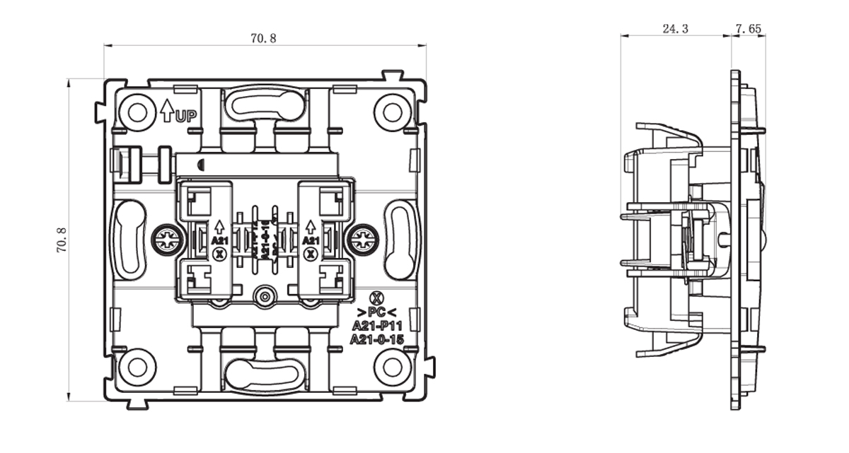 Donel R98 DA10800  механизм выключателя В2 с 2-х мест (проходного), 10 A 250 В~, серия DA