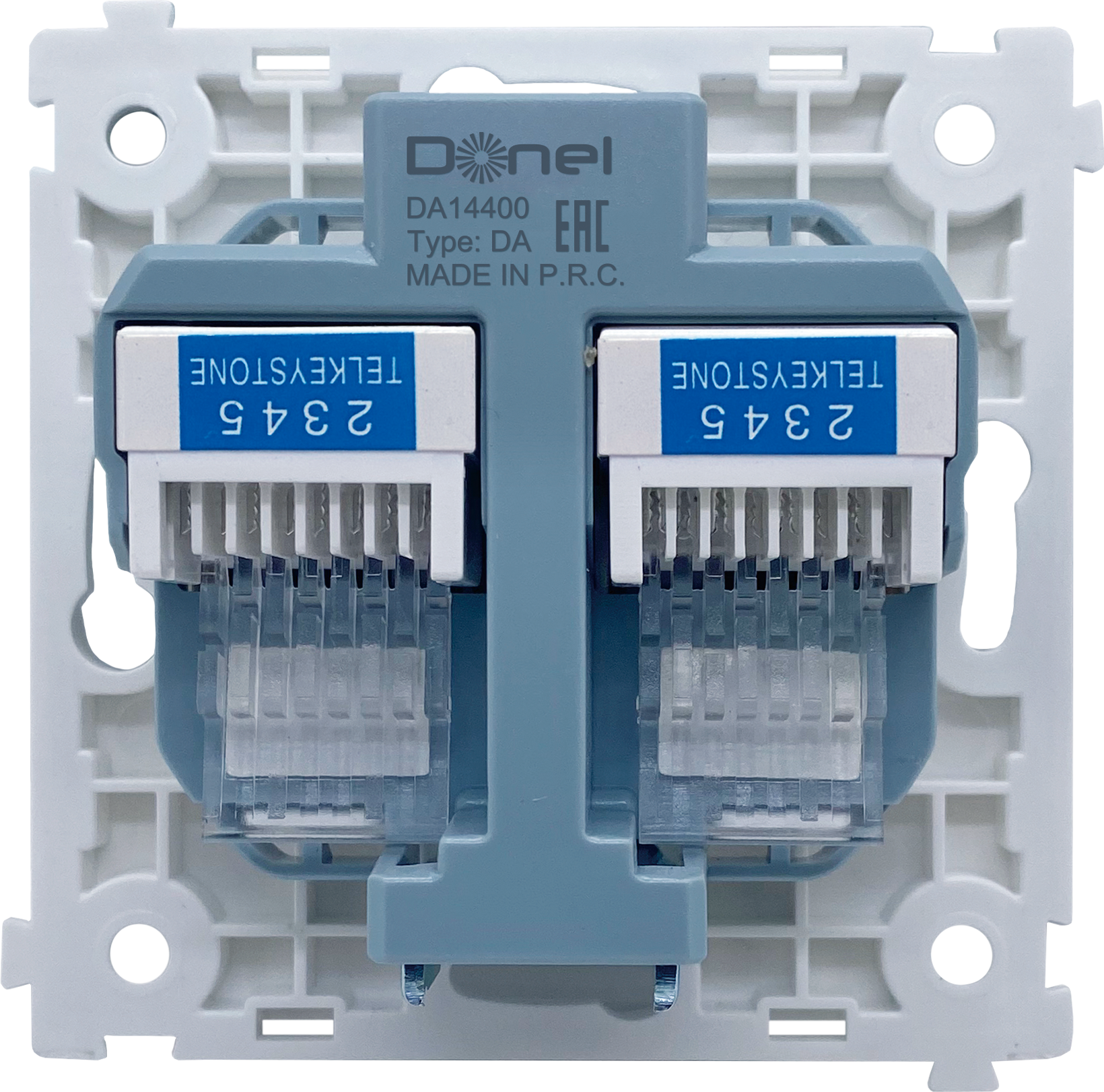 Donel R98 DA14400 механизм розетки RJ11 + RJ11 (двойная) cat.3/ClassE-4/4, серия DA