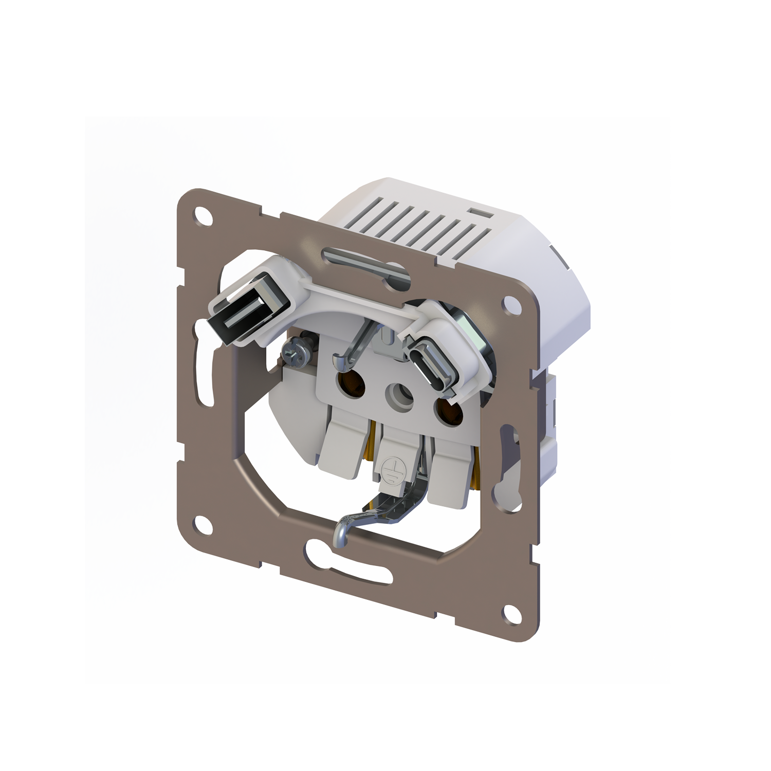 Donel R98 DA15500 механизм розетки Schuko 16А 250 В~ с зарядным устройством USB A+C, 5V/4A, мощность 20W, серия DA