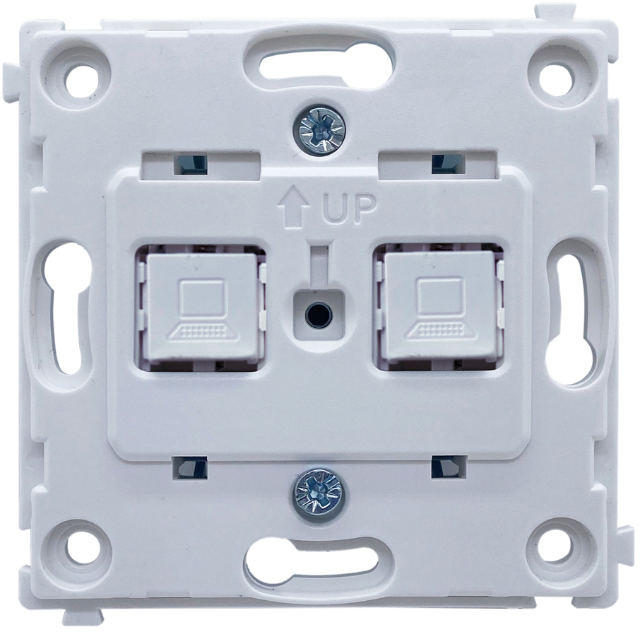 Donel R98 DA16000 опорная плата с адаптерами Keystone White (двойная) для телефонной/компьютерной розетки,