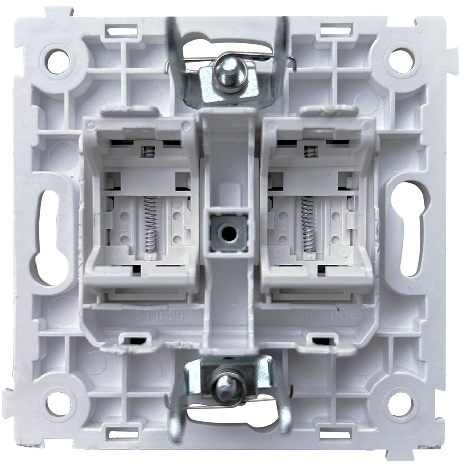 Donel R98 DA16000 опорная плата с адаптерами Keystone White (двойная) для телефонной/компьютерной розетки,