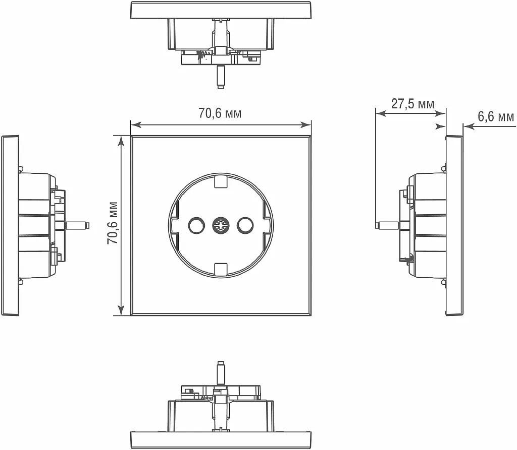 Donel DA220BR R98 METAL матовое золото накладка для розетки Schuko с/з с защитой 16 A 250 В~, серия DA