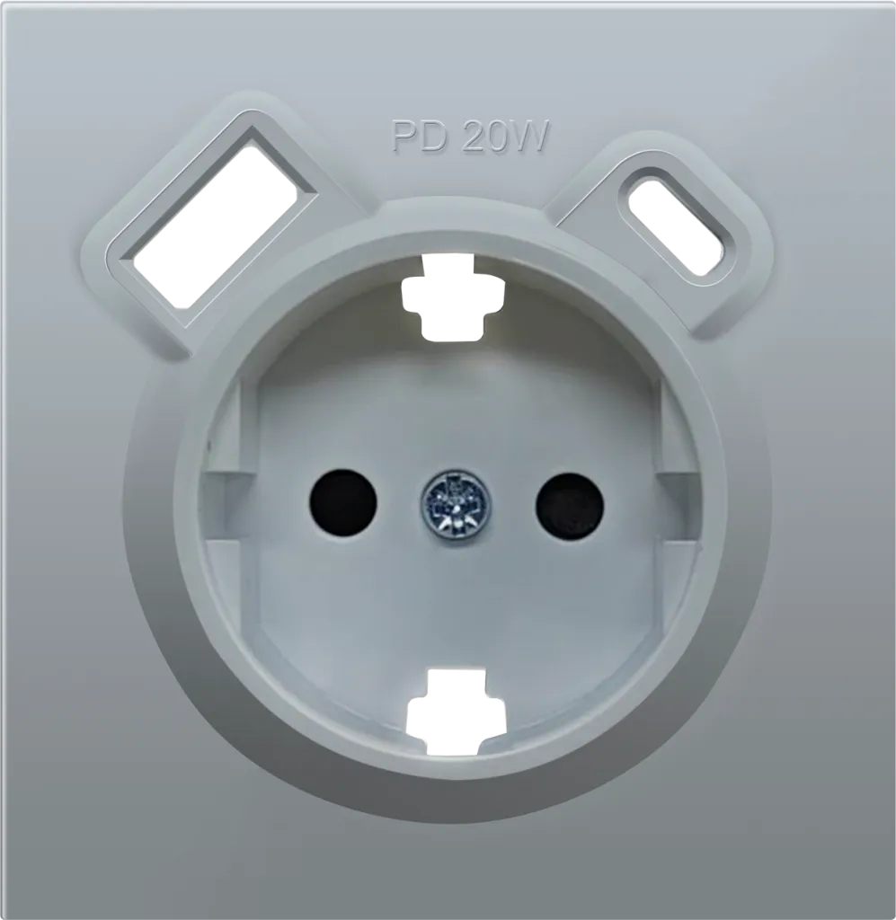 Donel DA22226 R98 алюминий накладка для розетки Schuko с зарядным устройством USB A+C, с защитными шторками