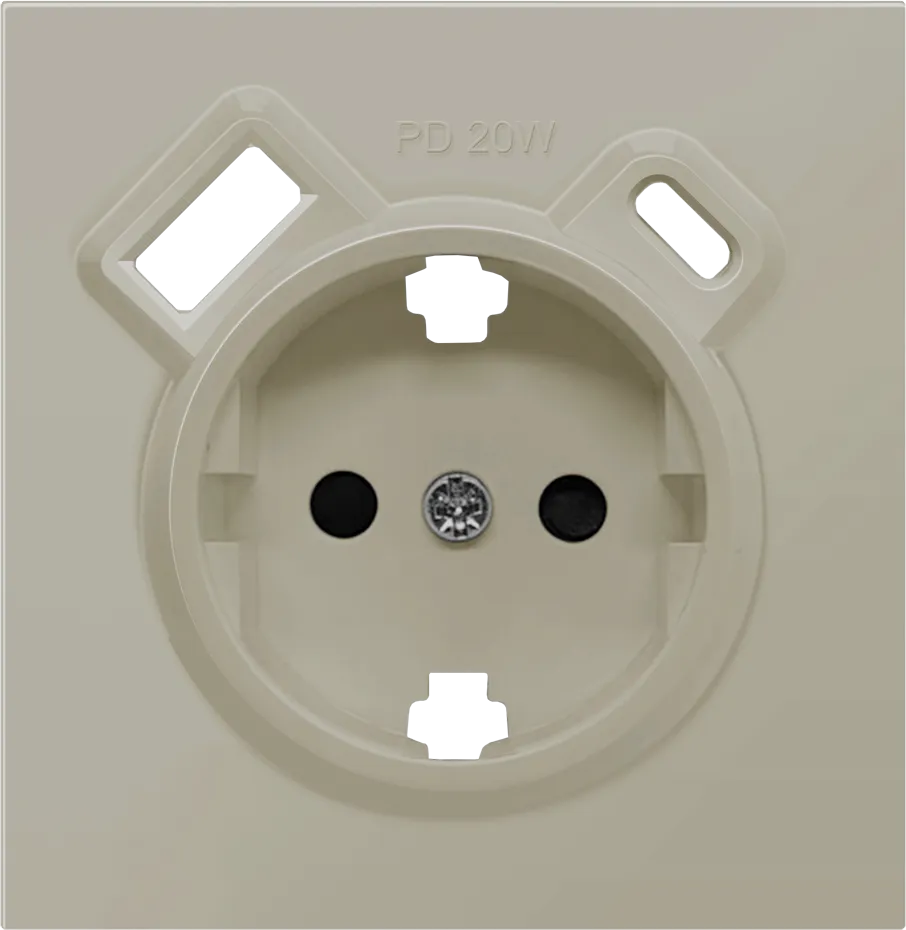 Donel DA22235 R98 матовый кашемир накладка для розетки Schuko с зарядным устройством USB A+C, с защитными шт