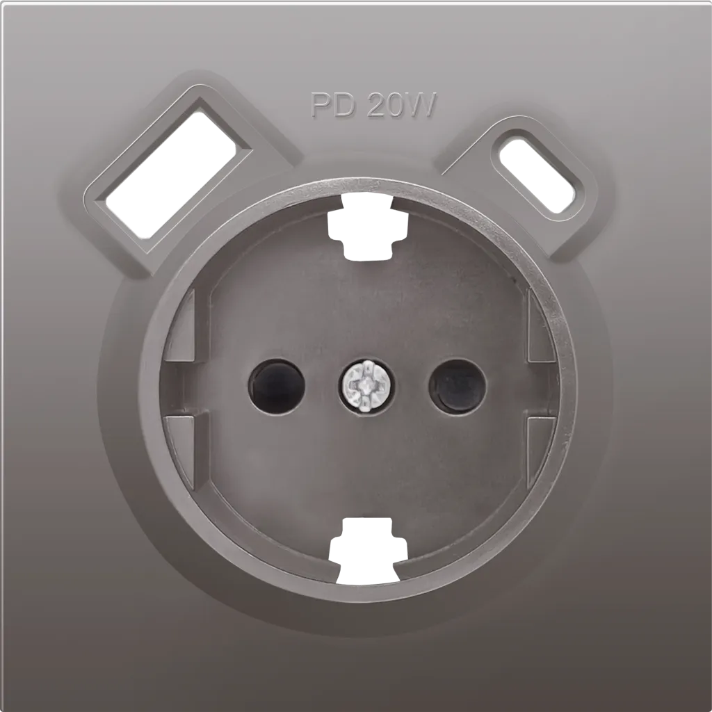 Donel DA22237 R98 Сталь накладка для розетки Schuko с зарядным устройством USB A+C, с защитными шторками , с
