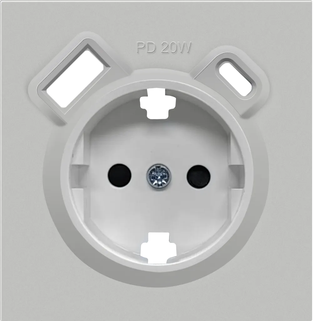 Donel DA22240 R98 матовый серый накладка для розетки Schuko с зарядным устройством USB A+C, с защитными штор