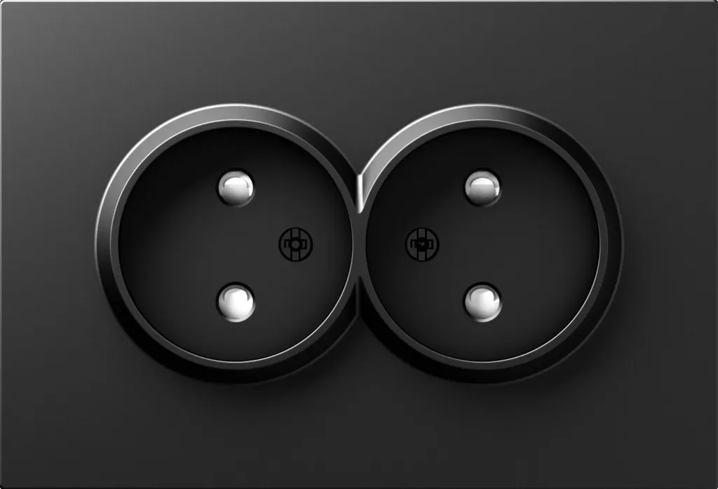 Donel A07 DE22630 матовый карбон накладка для розетки 2-й без заземления, со шторками 16A 250 В~,серия DB