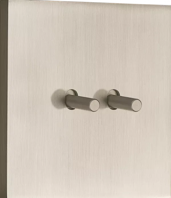 Donel N96 DT108CNB Переключатель на 2 тумблера, Цилиндр, 10AX 250V, Никель, серия DT