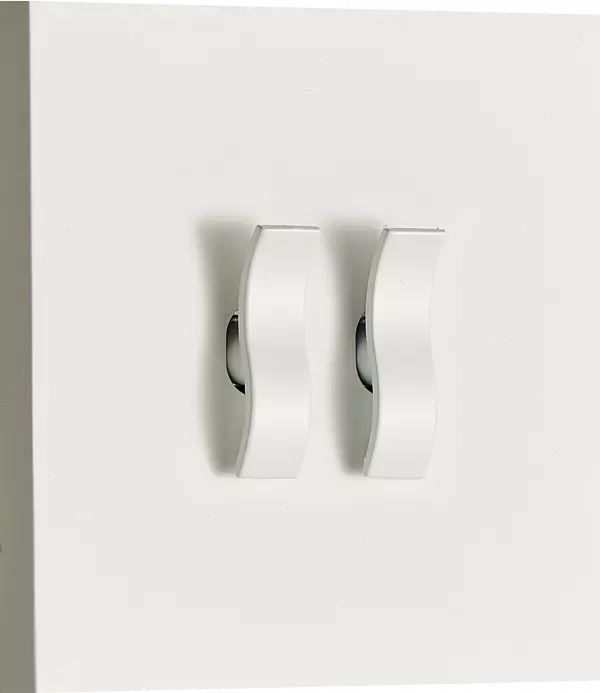 Donel N96 DT108WWH Переключатель на 2 тумблера,  клавиша Wave, 10AX 250V, Белый, серия DT