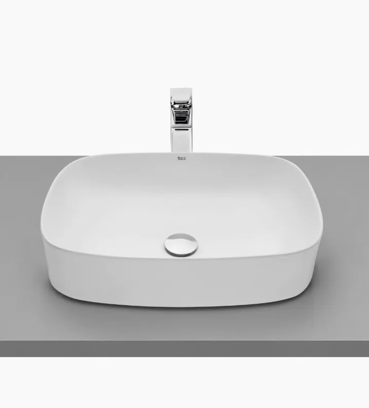 Раковина накладная Roca Ona A3275L000C, прямоугольная мягкой формы 500X370, материал Fineceramic®
