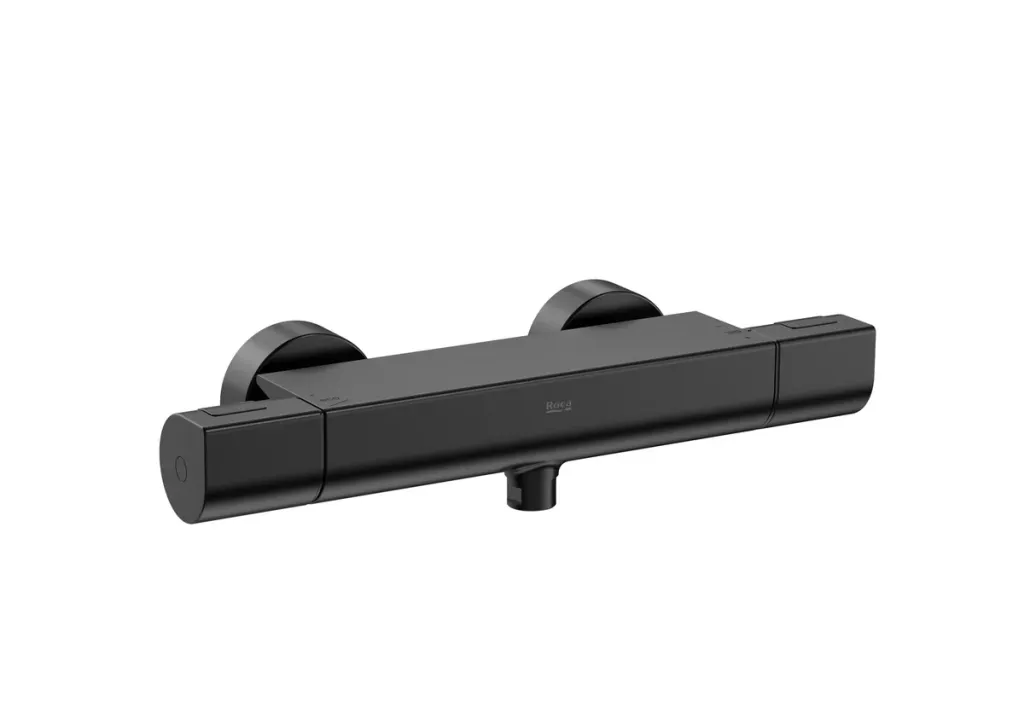 Настенный термостатический смеситель Roca T-1000 Round Wall A5A142ENM0, титаново-черный