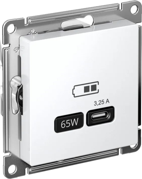 Systeme Electric (Schneider Elecrtic) AtlasDesign SE ATN000127, Белый USB Розетка тип-C 65W высокоскор.заряд. QC, PD, мех.