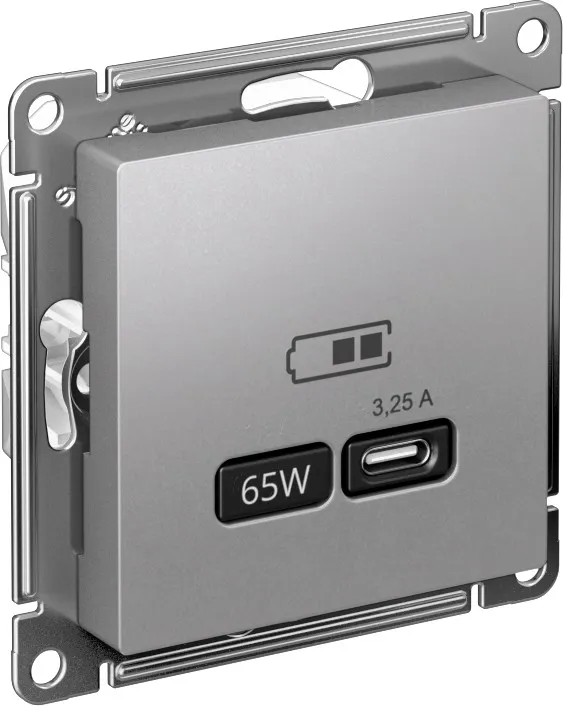 Systeme Electric (Schneider Elecrtic) AtlasDesign  SE ATN000227, Беж USB Розетка тип-C 65W высокоскор.заряд. QC, PD, мех.
