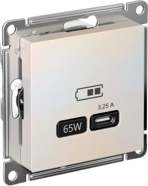 Systeme Electric (Schneider Elecrtic) AtlasDesign SE ATN000427, Жемчуг USB Розетка тип-C 65W высокоскор.заряд. QC, PD, мех.