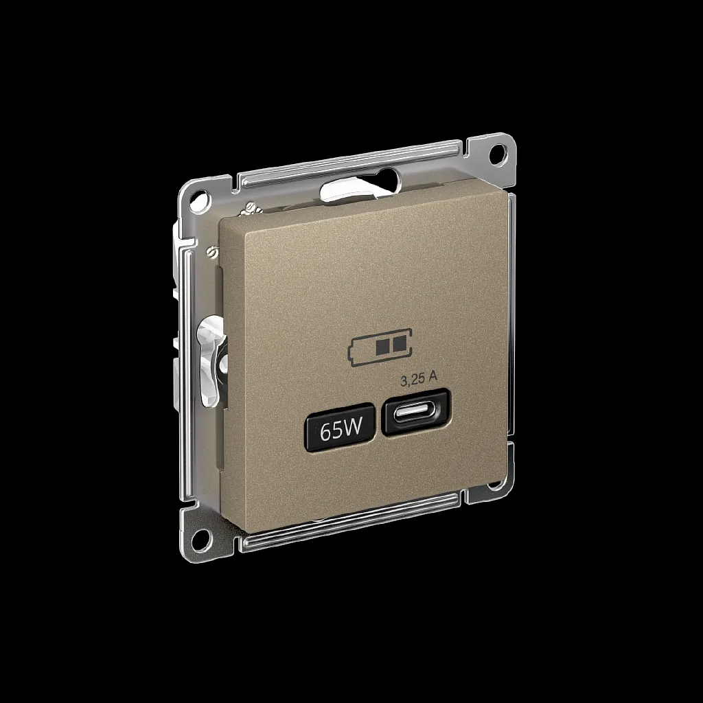 Systeme Electric (Schneider Elecrtic) AtlasDesign SE ATN000527, Шампань USB Розетка тип-C 65W высокоскор.заряд. QC, PD, мех.