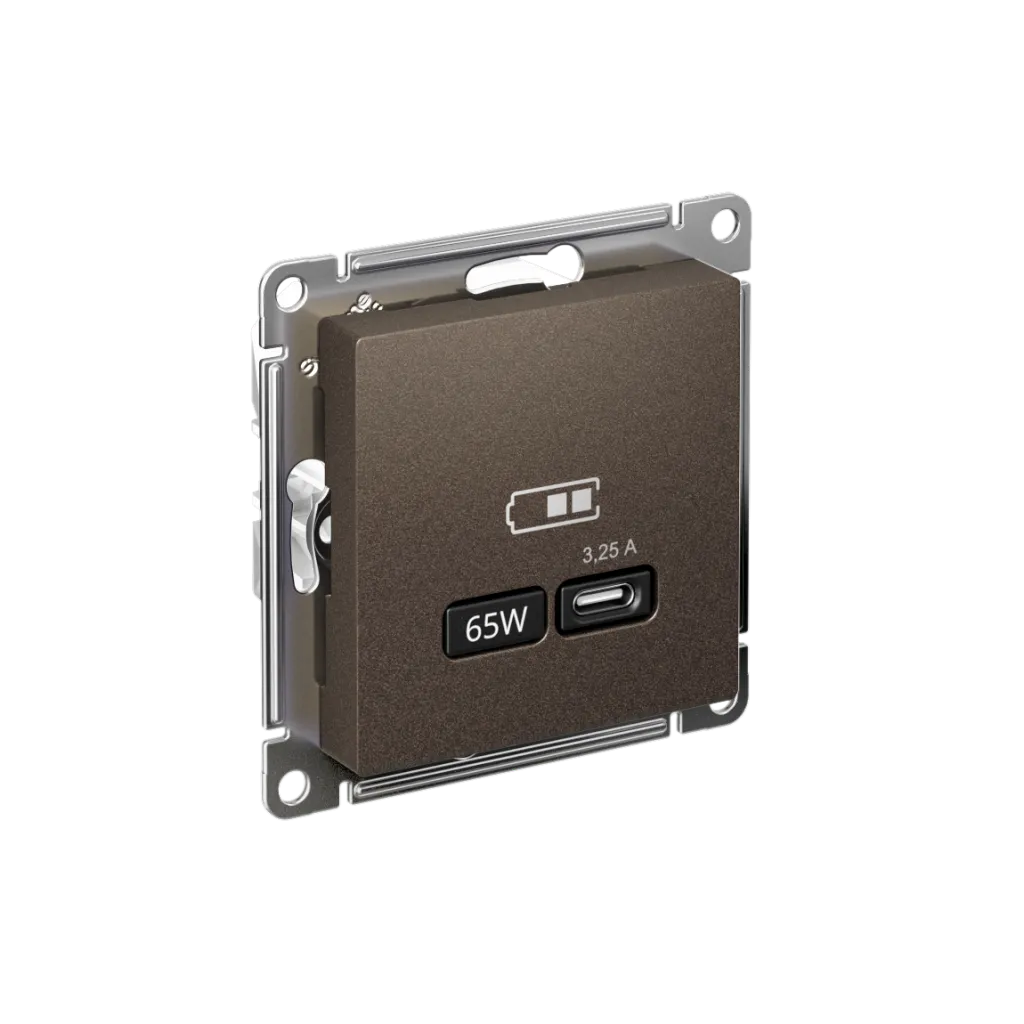 Systeme Electric (Schneider Elecrtic) AtlasDesign SE ATN000627,  Мокко USB Розетка тип-C 65W высокоскор.заряд. QC, PD, мех.