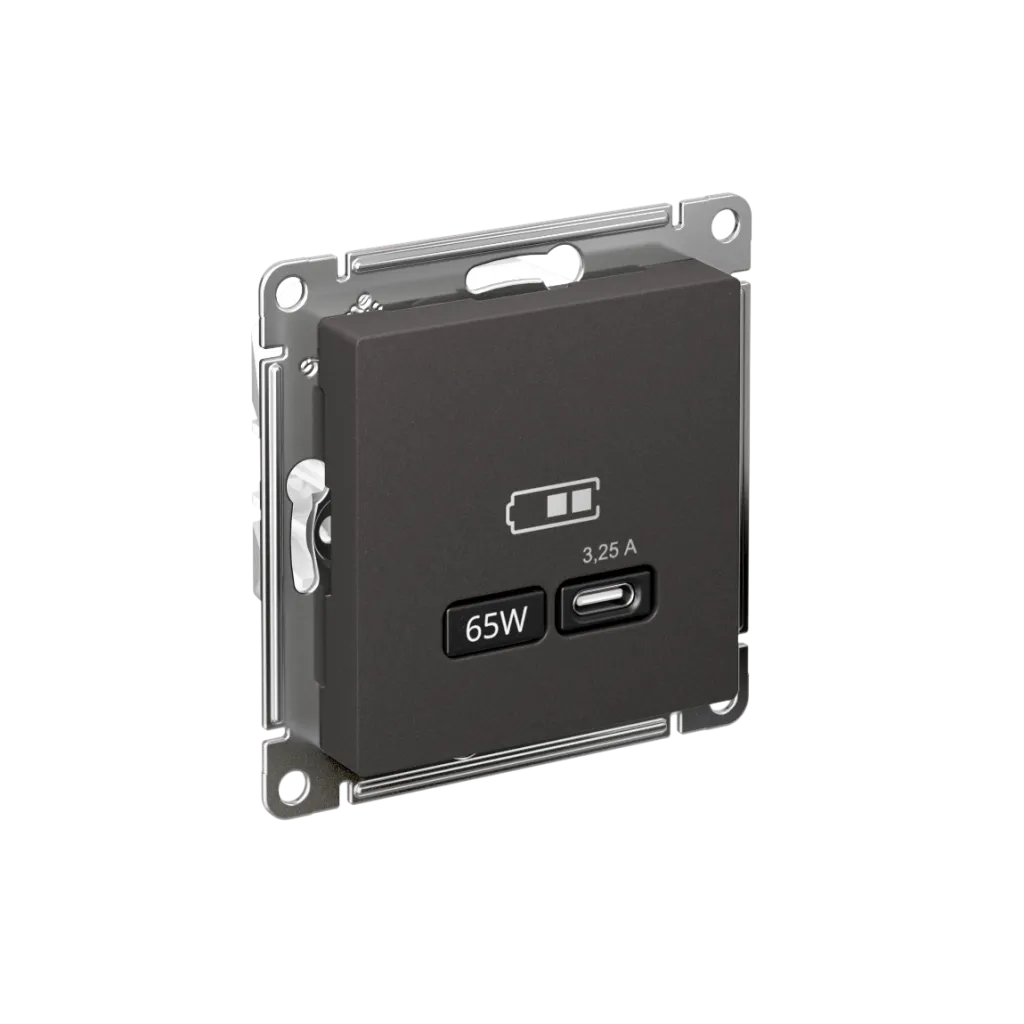 Systeme Electric (Schneider Elecrtic) AtlasDesign SE ATN001427, Базальт Розетка USB тип-С 65Вт высокоскор.заряд. QC, PD, механизм